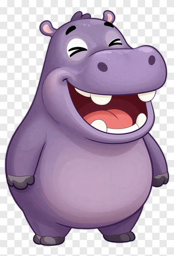 Cartoon Hippo Smiling PNG