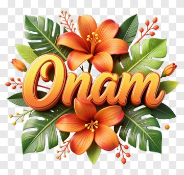 Onam Festival Floral Design PNG