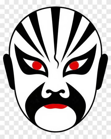 Chinese Opera Mask With Bold Features PNG