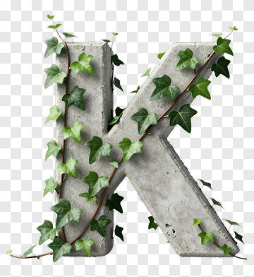 Concrete Letter K Covered In Ivy PNG