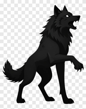 Cartoon Black Wolf Howling PNG