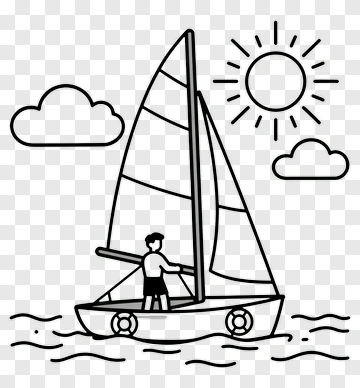 Sailboat With A Person On Water PNG