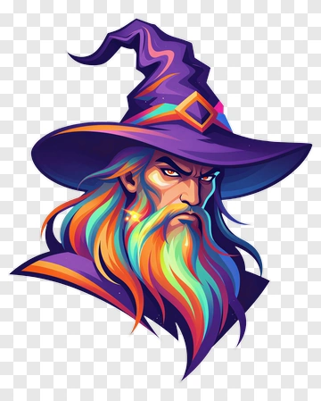 Colorful Wizard With A Pointed Hat PNG
