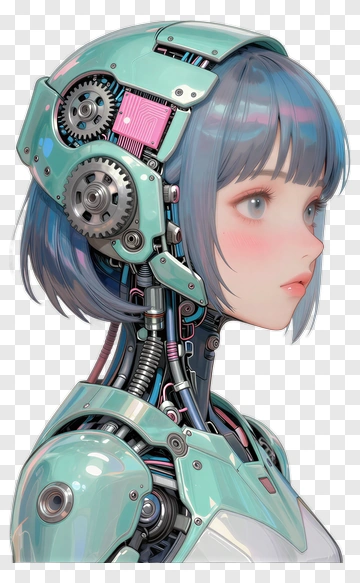 Futuristic Female Robot With Mechanical Features PNG