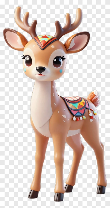Cartoon Deer With Decorative Patterns PNG