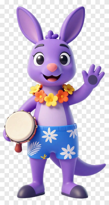 Purple Cartoon Kangaroo Holding A Drum PNG