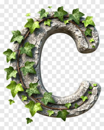 Stone Letter C Covered In Ivy PNG