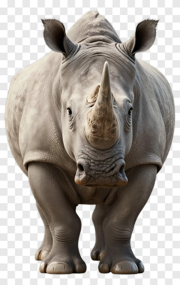Realistic Rhinoceros Facing Forward PNG