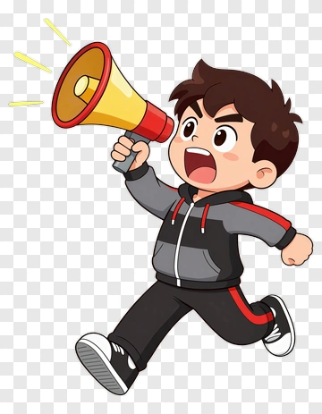 Cartoon Boy Holding A Megaphone PNG