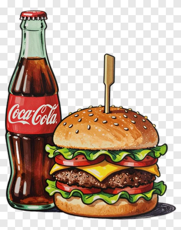 Burger And Coca-Cola Bottle PNG