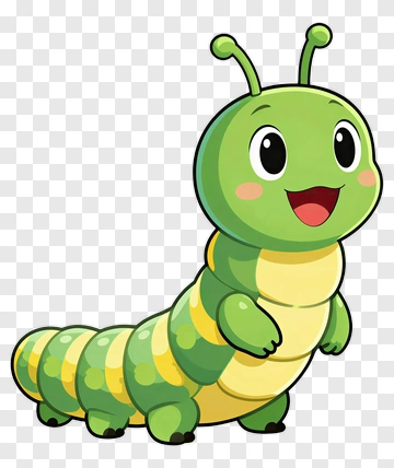 Cartoon Caterpillar Smiling Happily PNG