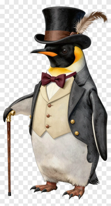 Dapper Penguin In A Top Hat And Tuxedo PNG