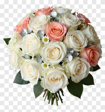 Flower Bouquet With Pink And White Roses PNG