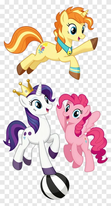 Cartoon Ponies Playing With A Ball PNG