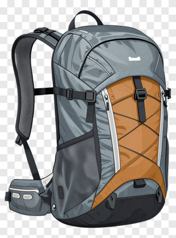 Gray And Orange Backpack PNG