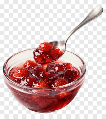 Strawberry Jam In A Glass Bowl With Spoon PNG