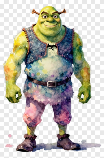 Watercolor Shrek Character PNG