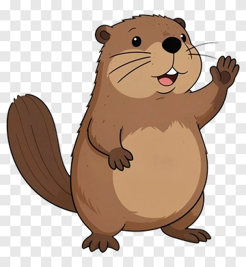 Cartoon Beaver Waving Hello PNG