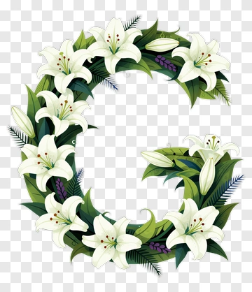 Floral Letter G With White Lilies PNG