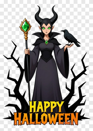 Cartoon Witch Holding A Raven For Halloween PNG