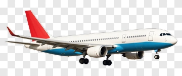 Commercial Airplane With Red And Blue Tail PNG