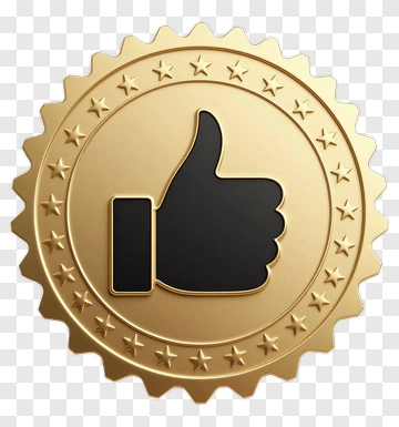 Gold Seal With Thumbs Up Icon PNG