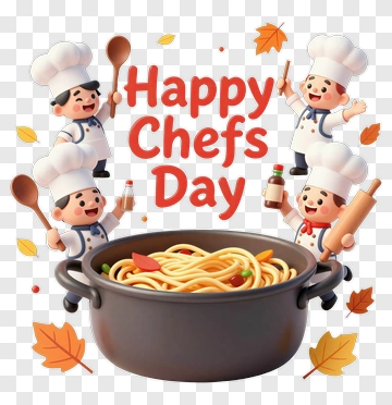 Happy Chefs Day With Cartoon Chefs And Pasta PNG