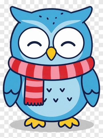 Cartoon Owl Wearing A Scarf PNG