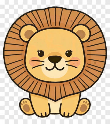 Cartoon Lion With A Cute Expression PNG