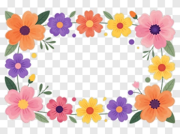 Colorful Flower Frame PNG