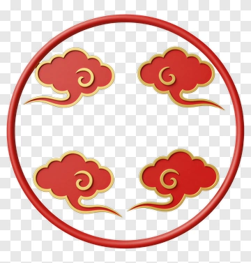 Red Decorative Clouds In Circular Frame PNG