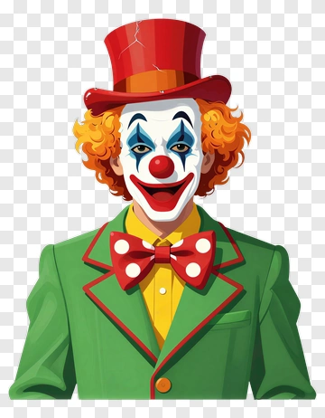Cartoon Clown With Red Hat And Bow Tie PNG