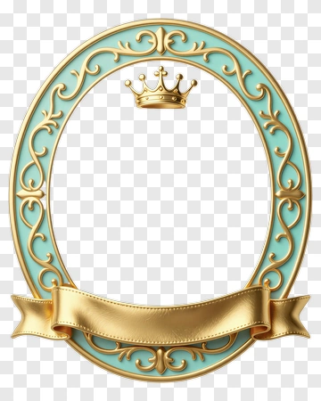 Elegant Gold Frame With Decorative Crown PNG