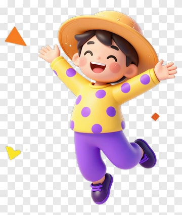 Cartoon Boy Jumping In Colorful Outfit PNG