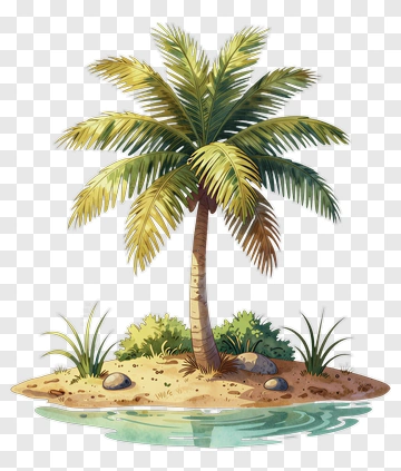 Palm Tree On A Tropical Island PNG
