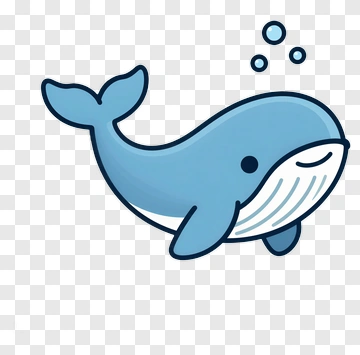 Cartoon Whale Swimming With Bubbles PNG