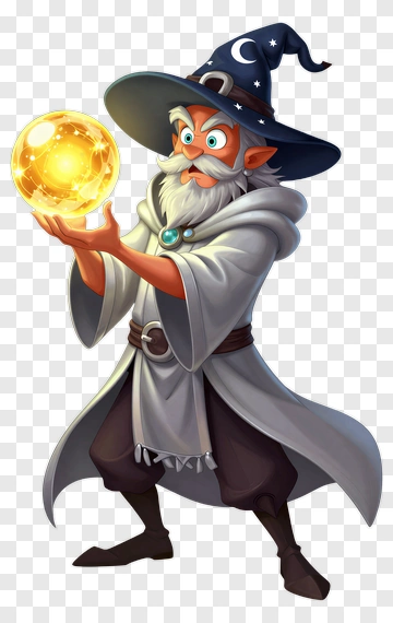 Cartoon Wizard Holding A Magic Orb PNG