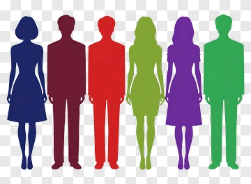 Colorful Silhouettes Of People Standing Together PNG