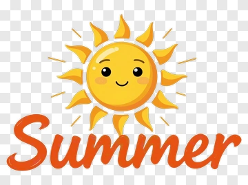 Cartoon Sun With Summer Text PNG