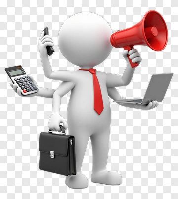 Businessman Using Multiple Devices PNG