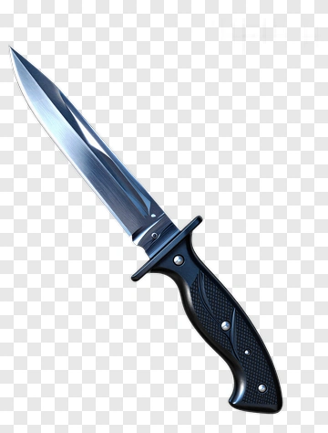 Silver Knife With Black Handle PNG