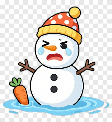 Cartoon Snowman Crying In Water PNG