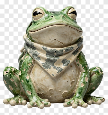 Ceramic Frog With Scarf PNG
