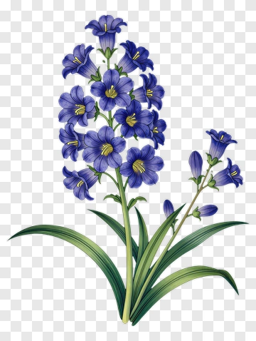 Bluebell Flower With Green Leaves PNG
