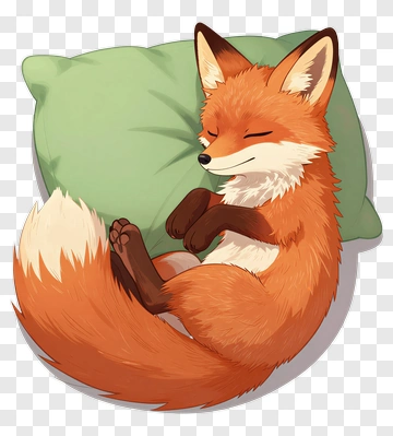 Cartoon Fox Sleeping On A Pillow PNG
