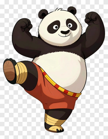 Cartoon Panda Performing A Kick PNG