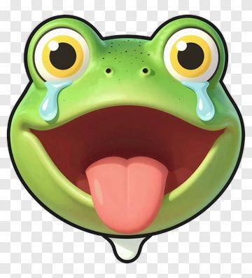 Cartoon Frog With Tears And Sticking Out Tongue PNG