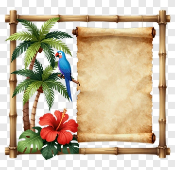 Tropical Frame With Palm Trees And Hibiscus Flower PNG