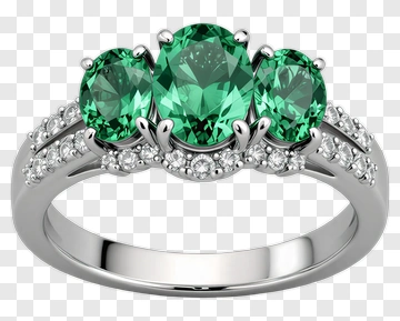 Three Stone Green Gemstone Ring PNG