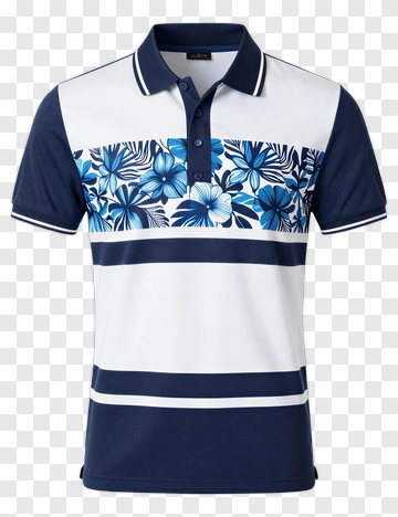 Floral Pattern Polo Shirt PNG
